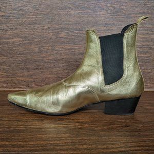 Gold Metallic Winklepicker Chelsea Boots